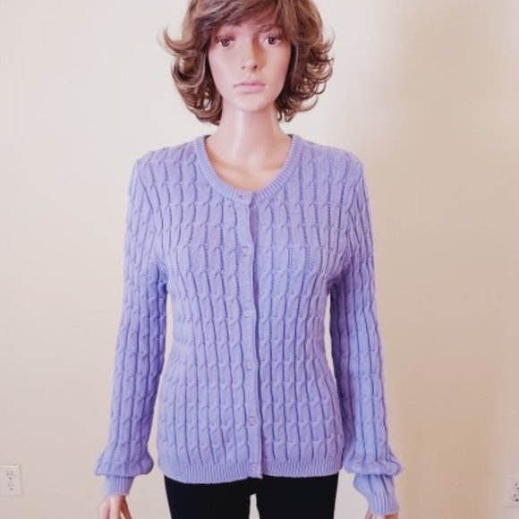 Real Comfort by Chadwicks Lavender Heavy Cable Knit Sweater Size S NWOT - Picture 1 of 6